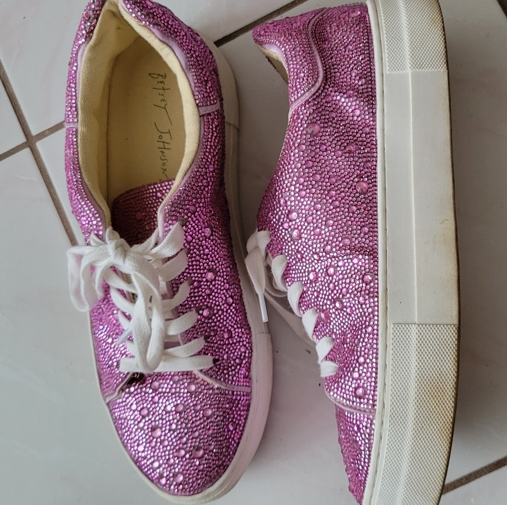 Betsey Johnson punk rhinestone platform sneakers size 8.5 womens